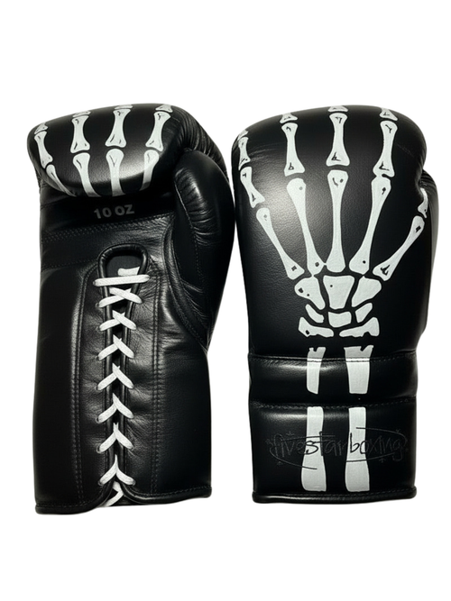 Skeleton Hand Custom Boxing Gloves — Handmade Themed Lace-Up | FiveStarBoxing