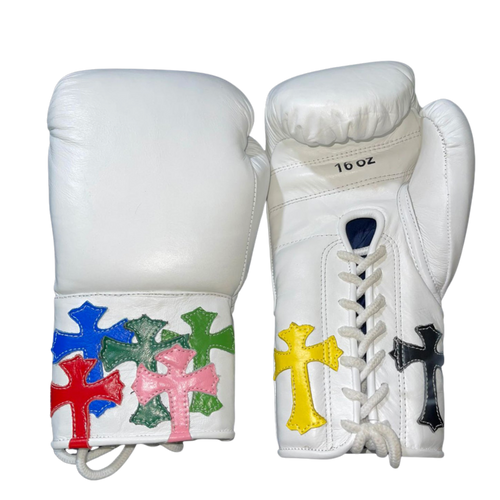 White Coloured Crucifix Boxing Gloves – Custom Build