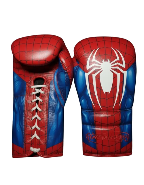 Red & Blue Web Custom Boxing Gloves — Handmade Themed | FiveStarBoxing