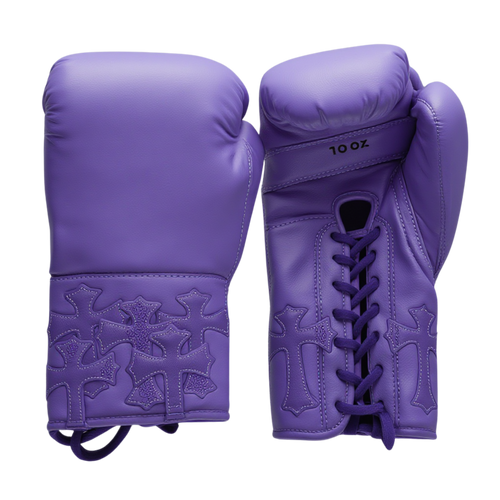 Purple Crucifix Handmade Boxing Gloves - Custom Build