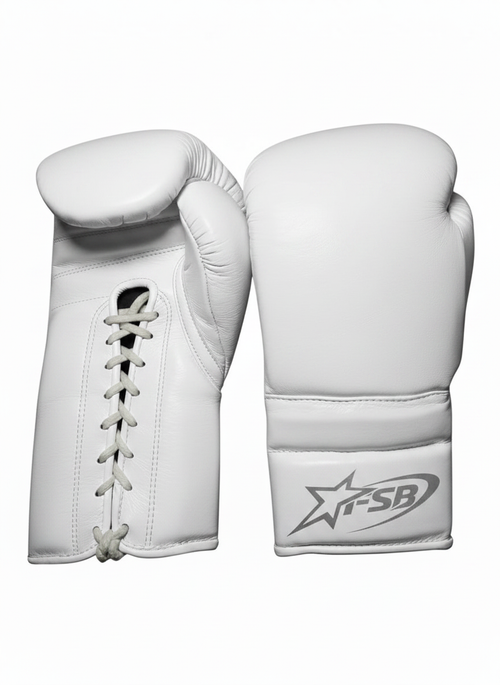 White Custom Japanese-Style Boxing Gloves — Handmade Lace-Up | FiveStarBoxing