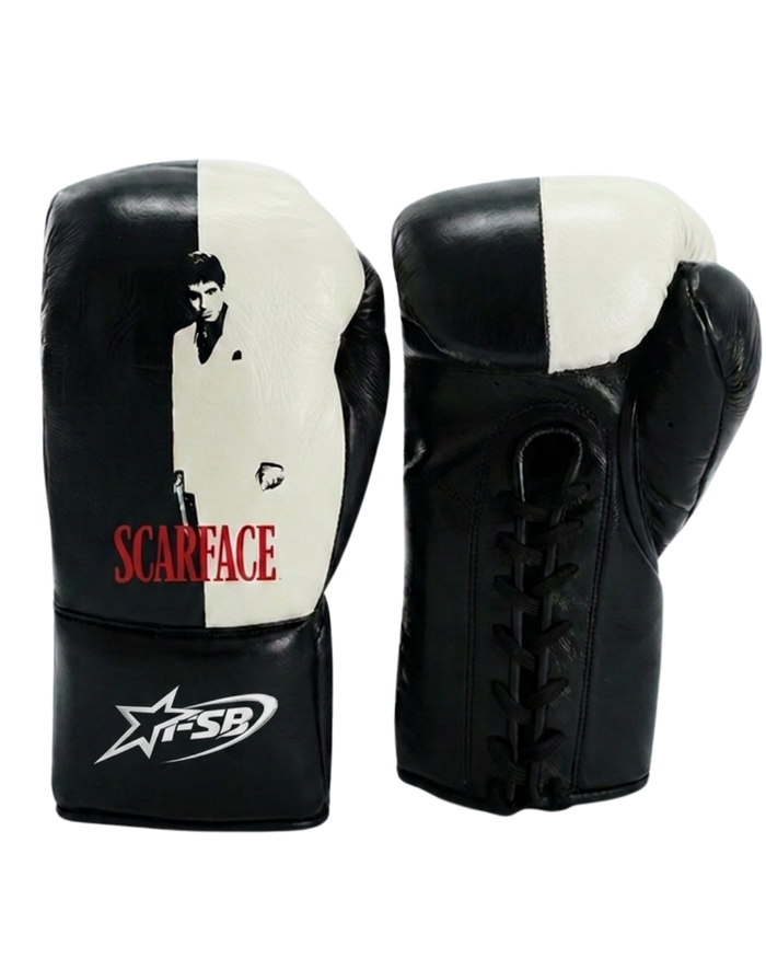 Scarface Black & White | Horse Hair Lace-Up Boxing Gloves