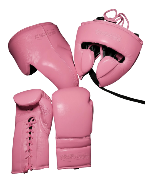 Custom Pink Japanese Sparring Set — Handmade to Order, Gloves + Headgear + Groin | FiveStarBoxing