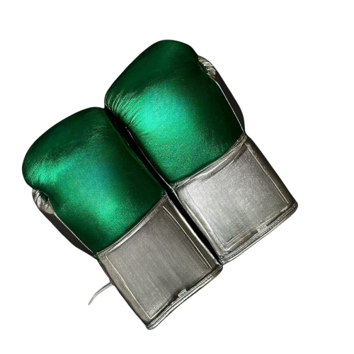 Mexican Style Horse Hair Boxing Gloves - Green/Silver