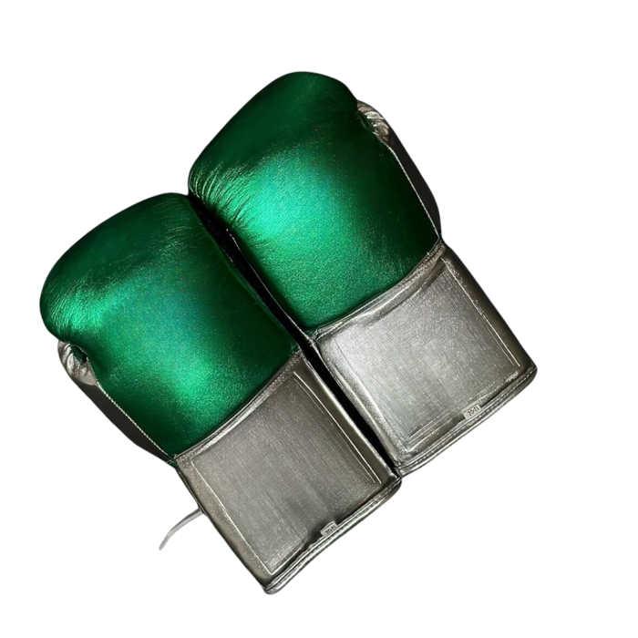 Mexican Style Horse Hair Boxing Gloves - Green/Silver
