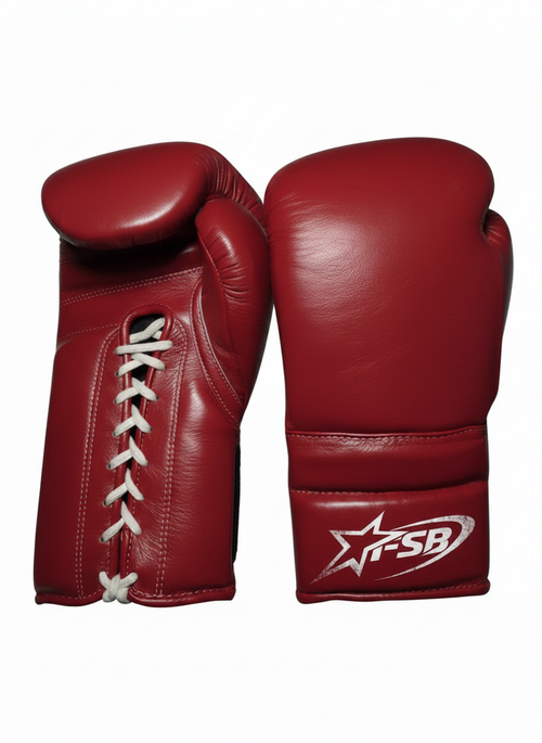 Red Custom Japanese-Style Boxing Gloves — Handmade Lace-Up | FiveStarBoxing