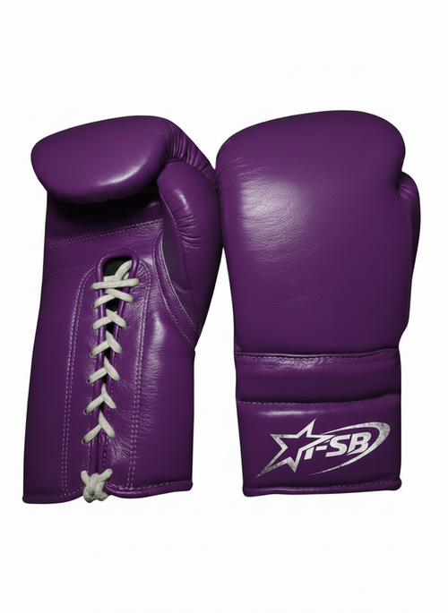 Purple Custom Japanese-Style Boxing Gloves — Handmade Lace-Up | FiveStarBoxing