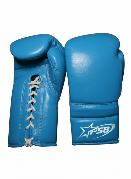Sky Blue Custom Japanese-Style Boxing Gloves — Handmade Lace-Up | FiveStarBoxing