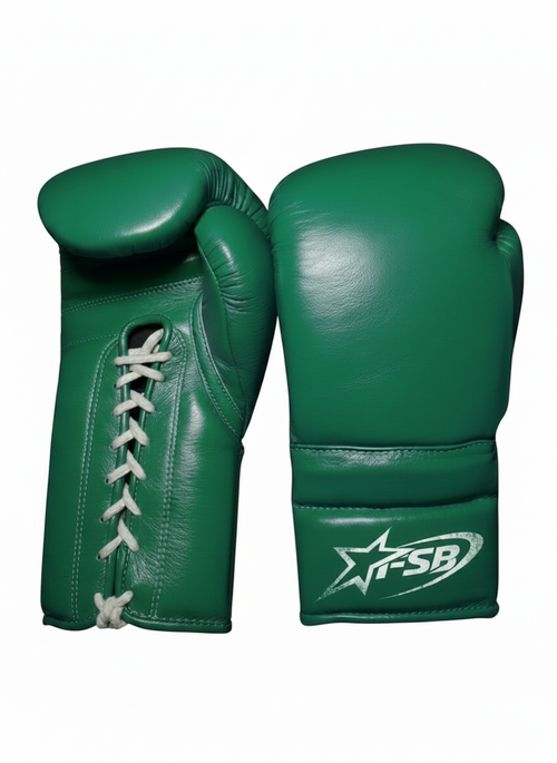 Emerald Green Custom Japanese-Style Boxing Gloves — Handmade Lace-Up | FiveStarBoxing